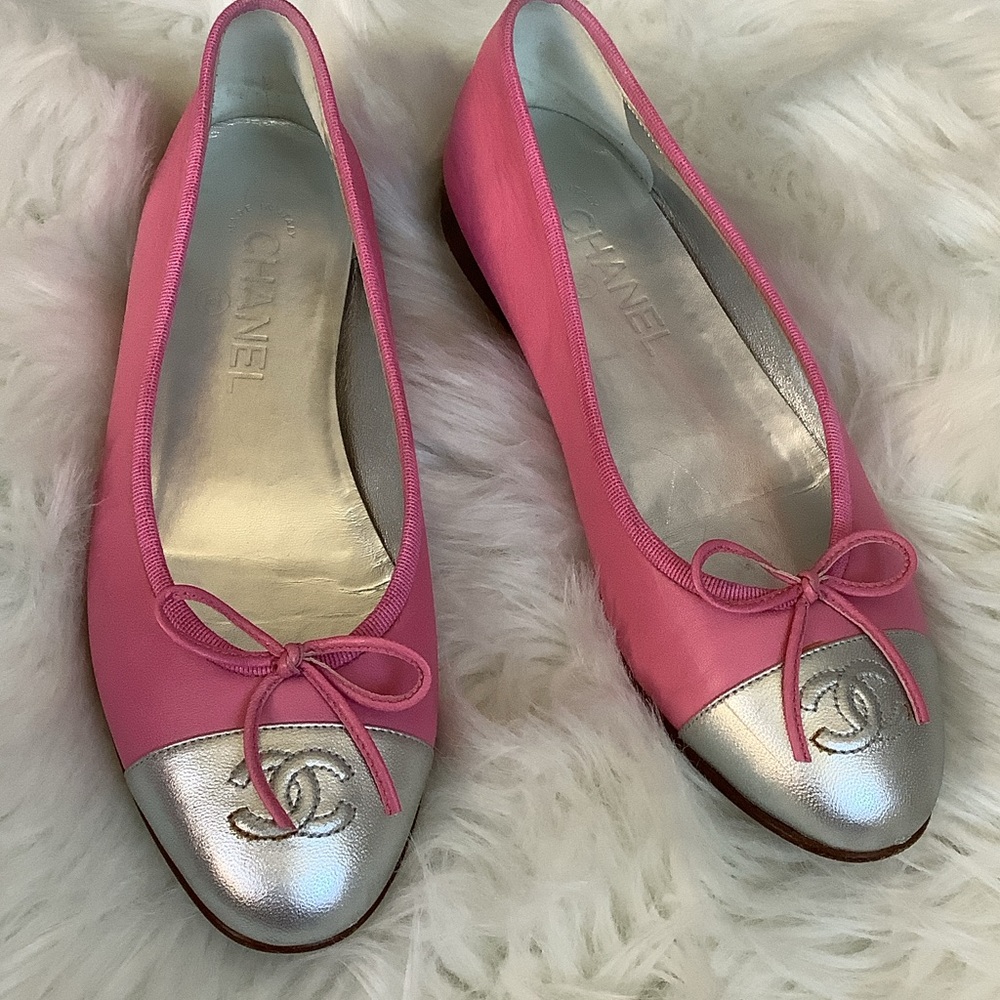 Chanel Pink and Silver Flats - Picture 3 of 6